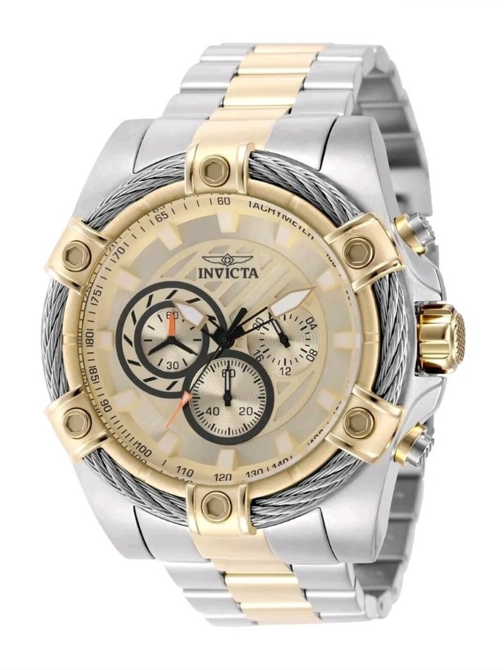 NIB ⌚️ Invicta Bolt Ace 2 Tone Chronograph Men's Watch 52mm Gold, Steel 49747 🔥